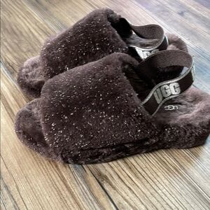UGG Brown Fluffy Slippers